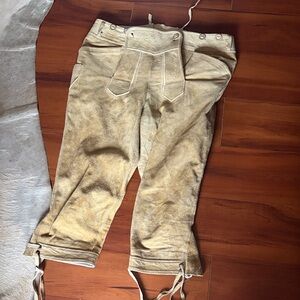 Alphorn Trachtenmode Suede Buckskin Leather Breeches - Tan